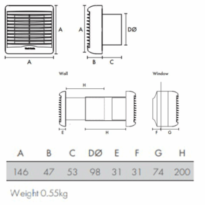 Ventaxia VA100SVXH12 (258312C) Bathroom Fan
