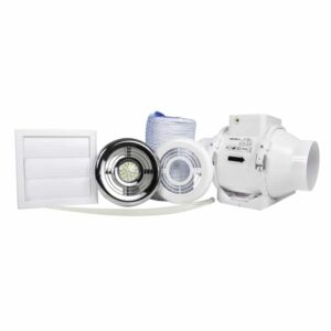 100MM AVENTA IN LINE SHOWER FAN KIT SHOWER KIT WITH TIMER AND LIGHT