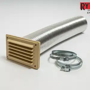Rytons 82mm Direct Ventilation Kit with 6×3 Louvre Grille - Buff Sand