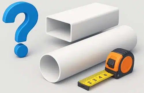 Plastic Ducting sizes, dimensions and free space requirements